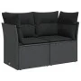 Zweiplätziges Gartensofa mit schwarzen Kunststoff-Rattan-Kissen. von , Outdoor-Sofas - Ref: Foro24-365986, Preis: 156,53 €, R...