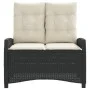 Sillón reclinable de jardín con cojines ratán sintético negro de , Bancos de jardín - Ref: Foro24-368225, Precio: 178,32 €, D...