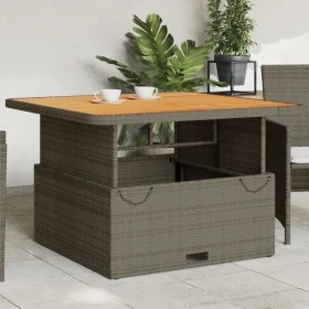 Mesa de jardín ratán PE y madera acacia gris 110x110x71 cm by , Garden tables - Ref: Foro24-368273, Price: 179,01 €, Discount: %
