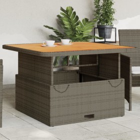 Mesa de jardín ratán PE y madera acacia gris 110x110x71 cm de , Mesas de jardín - Ref: Foro24-368273, Precio: 182,18 €, Descu...