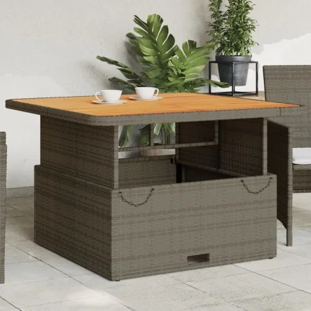 Gartentisch aus grauem PE-Rattan und Akazienholz 110x110x71 cm von , Gartentische - Ref: Foro24-368273, Preis: 179,01 €, Raba...