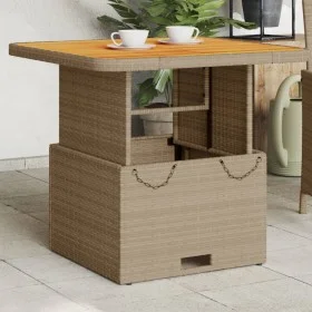 Mesa de jardín ratán sintético madera acacia beige 80x80x71 cm by , Garden tables - Ref: Foro24-368271, Price: 145,26 €, Disc...