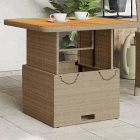 Mesa de jardín ratán sintético madera acacia beige 80x80x71 cm by , Garden tables - Ref: Foro24-368271, Price: 129,92 €, Disc...