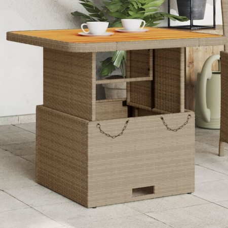 Mesa de jardín ratán sintético madera acacia beige 80x80x71 cm by , Garden tables - Ref: Foro24-368271, Price: 129,92 €, Disc...