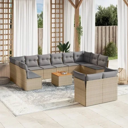 Set sofás de jardín con cojines 13 pzas ratán sintético beige by , Garden sets - Ref: Foro24-3223917, Price: 793,70 €, Discou...