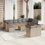 Gartensofagarnitur mit 13-teiligen Kissen aus synthetischem Rattan in Beige. von , Gartensets - Ref: Foro24-3223917, Preis: 7...