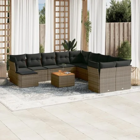 Set de sofás de jardín 12 pzas con cojines ratán sintético gris by , Garden sets - Ref: Foro24-3223981, Price: 661,31 €, Disc...