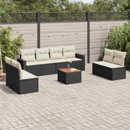 Set de sofás de jardín 8 piezas y cojines ratán sintético negro by , Garden sets - Ref: Foro24-3224082, Price: 475,37 €, Disc...