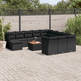 Set de sofás de jardín y cojines 13 pzas ratán sintético negro de , Conjuntos de jardín - Ref: Foro24-3223983, Precio: 830,23...