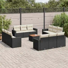 Set de sofás de jardín y cojines 13 pzas ratán sintético negro by , Garden sets - Ref: Foro24-3224054, Price: 842,01 €, Disco...