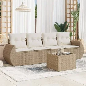 Juego de sofás jardín con cojines 5 pzas ratán sintético beige de , Conjuntos de jardín - Ref: Foro24-3253425, Precio: 391,07...