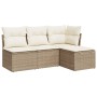 Gartensitzgruppe mit 4-teiligen Sofas und Kissen aus synthetischem Rattan in Beige. von , Gartensets - Ref: Foro24-3249337, P...