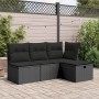 Gartenhocker aus schwarzem Kunststoff-Rattan und Kissen 55x55x37cm von , Hocker für den Außenbereich - Ref: Foro24-365967, Pr...