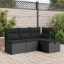 Gartenhocker aus schwarzem Kunststoff-Rattan und Kissen 55x55x37cm von , Hocker für den Außenbereich - Ref: Foro24-365967, Pr...