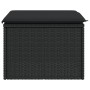Gartenhocker aus schwarzem Kunststoff-Rattan und Kissen 55x55x37cm von , Hocker für den Außenbereich - Ref: Foro24-365967, Pr...