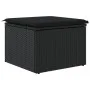 Gartenhocker aus schwarzem Kunststoff-Rattan und Kissen 55x55x37cm von , Hocker für den Außenbereich - Ref: Foro24-365967, Pr...