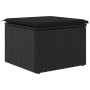 Taburete de jardín de ratán sintético negro y cojín 55x55x37cm by , Outdoor ottomans - Ref: Foro24-365967, Price: 63,74 €, Di...