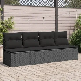 4-Sitzer-Gartensofa mit schwarzen Kissen aus synthetischem Rattan von , Outdoor-Sofas - Ref: Foro24-365965, Preis: 223,37 €, ...