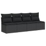 Sofá de jardín de 4 plazas con cojines en ratán sintético negro by , Outdoor sofas - Ref: Foro24-365965, Price: 226,73 €, Dis...