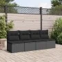 Sofá de jardín de 4 plazas con cojines en ratán sintético negro by , Outdoor sofas - Ref: Foro24-365965, Price: 223,37 €, Dis...