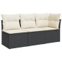 Sofá de jardín de 3 plazas con cojines de ratan PE en negro by , Outdoor sofas - Ref: Foro24-366014, Price: 180,86 €, Discoun...