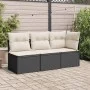 Dreisitziges Gartensofa mit PE-Rattan-Kissen in Schwarz. von , Outdoor-Sofas - Ref: Foro24-366014, Preis: 175,75 €, Rabatt: %