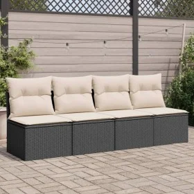 4-Sitzer-Gartensofa mit schwarzen Kissen aus synthetischem Rattan von , Outdoor-Sofas - Ref: Foro24-366000, Preis: 200,61 €, ...