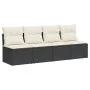 Sofá de jardín de 4 plazas con cojines en ratán sintético negro by , Outdoor sofas - Ref: Foro24-366000, Price: 200,61 €, Dis...