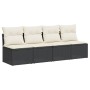 Sofá de jardín de 4 plazas con cojines en ratán sintético negro by , Outdoor sofas - Ref: Foro24-366000, Price: 191,18 €, Dis...