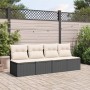 Sofá de jardín de 4 plazas con cojines en ratán sintético negro by , Outdoor sofas - Ref: Foro24-366000, Price: 191,18 €, Dis...