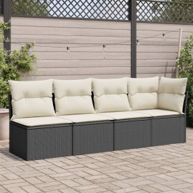 4-Sitzer-Gartensofa mit schwarzen Kissen aus synthetischem Rattan von , Outdoor-Sofas - Ref: Foro24-365999, Preis: 210,46 €, ...