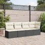 4-Sitzer-Gartensofa mit schwarzen Kissen aus synthetischem Rattan von , Outdoor-Sofas - Ref: Foro24-365999, Preis: 229,31 €, ...