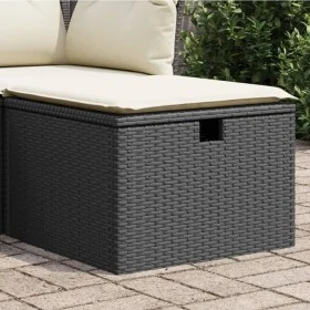Gartenhocker aus schwarzem Kunststoff-Rattan und Kissen 55x55x37cm von , Hocker für den Außenbereich - Ref: Foro24-366002, Pr...