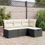 Gartenhocker aus schwarzem Kunststoff-Rattan und Kissen 55x55x37cm von , Hocker für den Außenbereich - Ref: Foro24-366002, Pr...