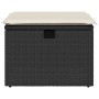 Gartenhocker aus schwarzem Kunststoff-Rattan und Kissen 55x55x37cm von , Hocker für den Außenbereich - Ref: Foro24-366002, Pr...