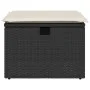 Gartenhocker aus schwarzem Kunststoff-Rattan und Kissen 55x55x37cm von , Hocker für den Außenbereich - Ref: Foro24-366002, Pr...