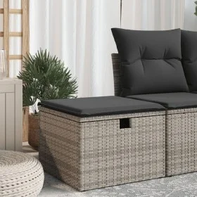 Gartenhocker mit grauem Kunststoff-Rattankissen 55x55x37cm. von , Hocker für den Außenbereich - Ref: Foro24-366118, Preis: 56...
