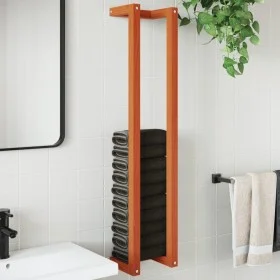 Toallero de madera de pino maciza marrón encerado 23x18x110 cm by , Towel racks - Ref: Foro24-844475, Price: 24,64 €, Discoun...