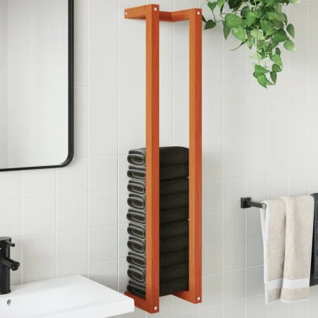 Toallero de madera de pino maciza marrón encerado 23x18x110 cm by , Towel racks - Ref: Foro24-844475, Price: 24,64 €, Discoun...