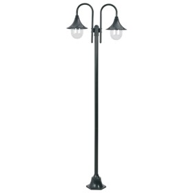 Farola de jardín con 2 luces aluminio verde oscuro E27 220 cm de , Iluminación de exterior - Ref: Foro24-44217, Precio: 136,3...
