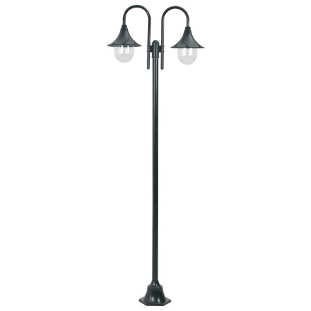 Farola de jardín con 2 luces aluminio verde oscuro E27 220 cm de , Iluminación de exterior - Ref: Foro24-44217, Precio: 136,3...