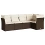 5-teiliges Garten-Essset und braune Kissen aus synthetischem Rattan von , Gartensets - Ref: Foro24-3217603, Preis: 354,38 €, ...