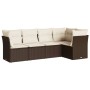 Set comedor de jardín 5 piezas y cojines ratán sintético marrón de , Conjuntos de jardín - Ref: Foro24-3217603, Precio: 331,2...