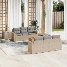 7-piece garden sofa set and beige synthetic rattan cushions by , Garden sets - Ref: Foro24-3224015, Price: 442,97 €, Discount: %
