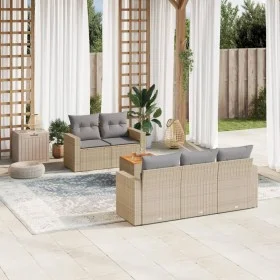 Garden sofa set with cushions 6 pieces beige synthetic rattan by , Garden sets - Ref: Foro24-3224008, Price: 391,54 €, Discou...