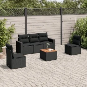 6-piece garden sofa set and black synthetic rattan cushions by , Garden sets - Ref: Foro24-3224060, Price: 349,29 €, Discount: %