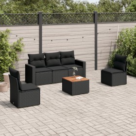 Set de sofás de jardín 6 piezas y cojines ratán sintético negro de , Conjuntos de jardín - Ref: Foro24-3224060, Precio: 347,4...
