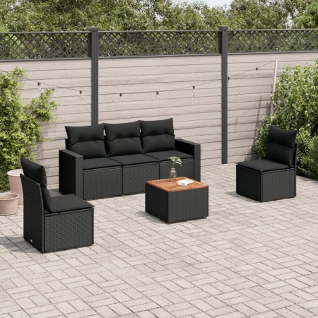 6-teilige Gartensofagarnitur und schwarze synthetische Rattankissen von , Gartensets - Ref: Foro24-3224060, Preis: 347,43 €, ...