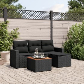 5-teiliges Gartenmöbel-Set und schwarze synthetische Rattankissen von , Gartensets - Ref: Foro24-3224088, Preis: 284,16 €, Ra...