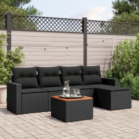 6-piece garden sofa set and black synthetic rattan cushions by , Garden sets - Ref: Foro24-3224095, Price: 336,50 €, Discount: %